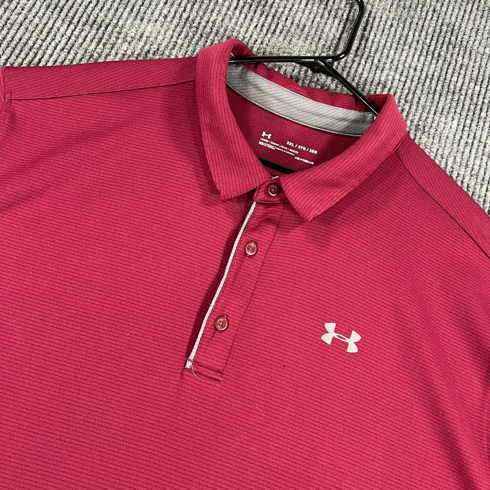 Under Armour Polo Shirt Mens 3XL Maroon Red Short Sleeve Heat Gear Loose Fit